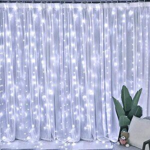 Dazzle Bright Curtain String Lights, 300 LED 9.8ft x 9.8ft 8 Lighting Modes